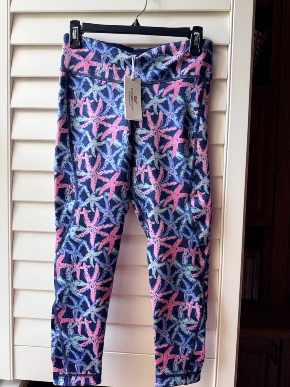Vineyard Vines Womens Performance Reversible Starfish Navy Leggings Size S